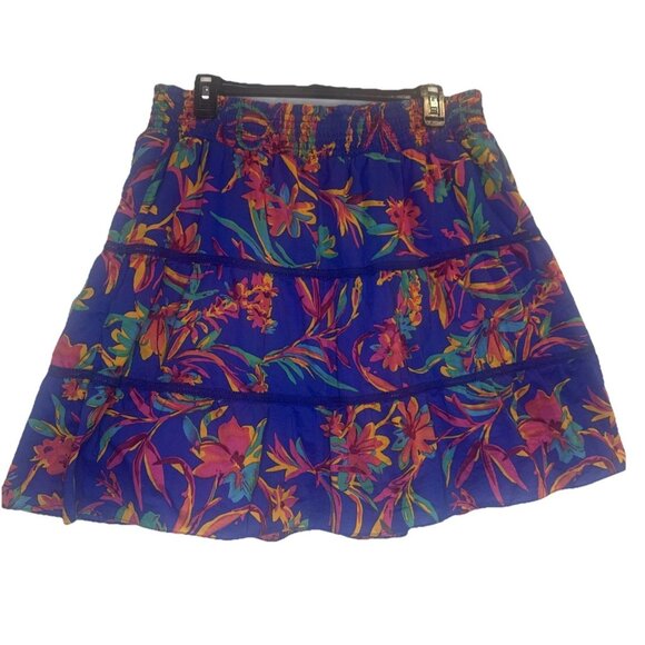 J Crew Women’s Colorful Floral Tiered Lined Elastic Waist Pull On Mini Skirt XL - Picture 1 of 8